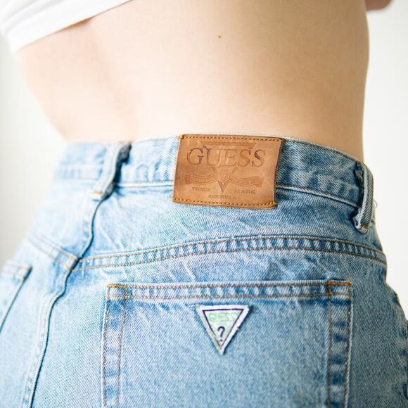 Vintage 90s Guess Jeans High Rise Faded Distressed Straight Leg Jeans - Picture 6 of 11